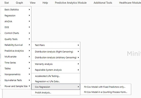 Minitab image of Cox Regression